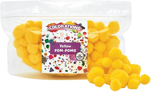 Colorations - Pompons jaunes matériel créatif 100 pièces plastique