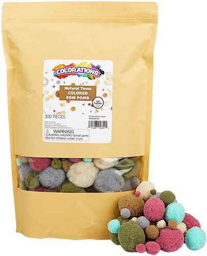 Colorations - Pompons créatifs tons naturels et couleurs 300 pièces