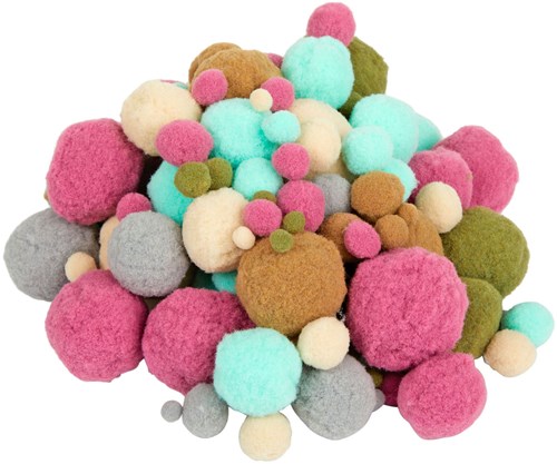 Colorations - Knutsel Pom Poms natuurlijke tinten en kleuren 300 stuks-2