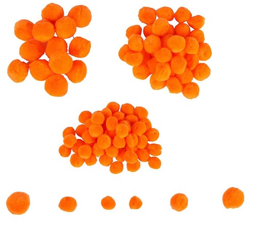 Colorations mini pompons orange matériel créatif 100 pièces pour enfants