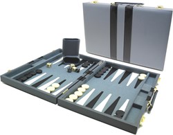 HOT Games Mallette Backgammon 38 cm Gris-Noir Jeu de Société