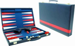 HOT Games Backgammon-Koffer Bleu en Vinyle 46x30 cm.