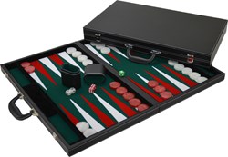 HOT Games Backgammonzwart gestikt inclusief vilt groen/zwart 46cm