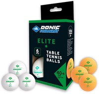 Schildkröt balles de tennis de table Poly 40+ 1-Star Elite 6 pcs orange blanc