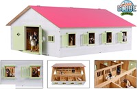 Kids GLOBE paardenstal speelgoed roze met 7 boxen schaal 1:24
