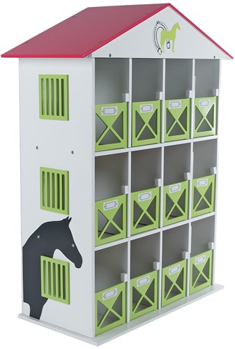 Kids GLOBE paarden speelgoed opbergbox met 12 boxen hout-3