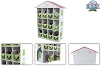 Kids GLOBE paarden speelgoed opbergbox met 12 boxen hout