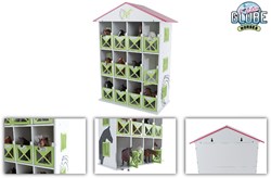 Kids GLOBE paarden speelgoed opbergbox met 12 boxen hout