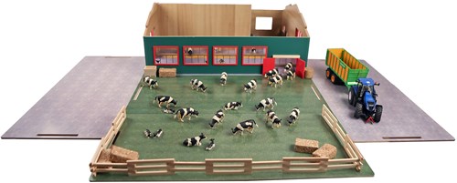 Kids GLOBE houten speelgoed boerderij stal met weiland 1:32 schaal-3