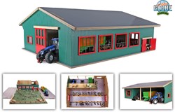 Kids GLOBE houten speelgoed boerderij stal met weiland 1:32 schaal