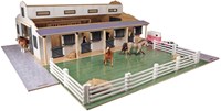 Kids GLOBE paardenstal speelgoed met 7 boxen en weiland 1:24 schaal-2