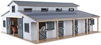 Kids GLOBE paardenstal speelgoed met 7 boxen en weiland 1:24 schaal-3