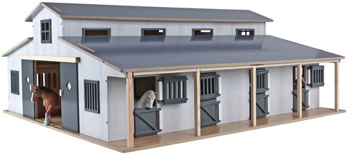 Kids GLOBE paardenstal speelgoed met 7 boxen en weiland 1:24 schaal-3