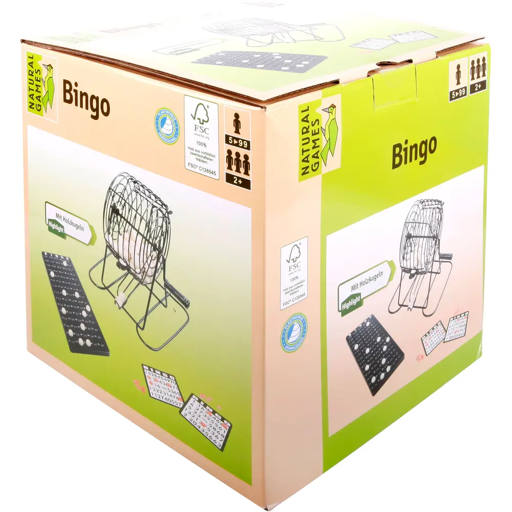 Vedes jeu de bingo avec cage en métal et boules en bois pour enfants
