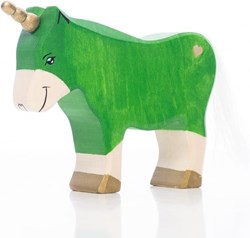 Lilu Unicorn houten speelgoed pony groen FSC handbeschilderd 12,5cm
