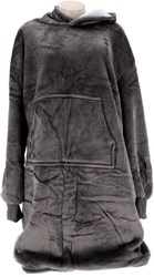 Hoodie plaid Sherry warme deken met mouwen 110x170 cm grijs fleece