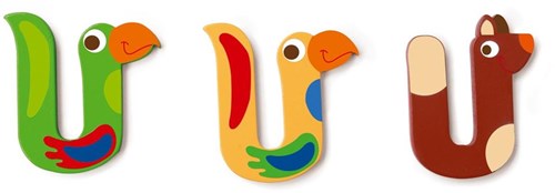 Scratch houten letter U - kleurrijke decoratie voor kinderkamer