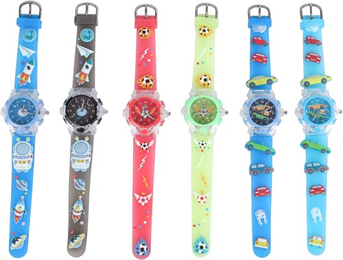 Van Manen kinderhorloge voertuigen lichtblauw - analoog horloge speelgoed-2