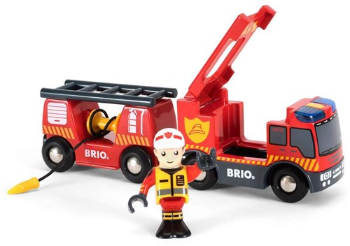 Brio Brandweer trein - speelgoed locomotief met licht en geluid - 33811-3