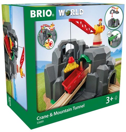 Brio Grande Mine d'Or avec Tunnel Sonore et Grue - Circuit de Train en Bois