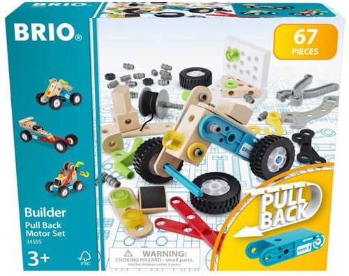 Brio Builder Pullback Motor bouwset - 67-delig constructiespeelgoed