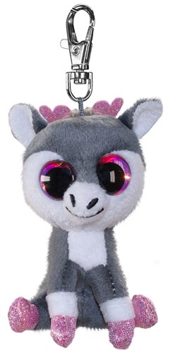 Lumo Stars porte-clés peluche renne Poro 8,5 cm gris-rose-blanc