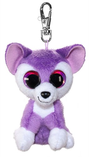 Lumo Stars porte-clés peluche loup Susi 8,5cm violet blanc
