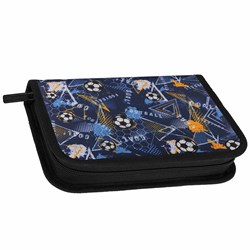 Lobbes etui voetbal blauw met accessoires - 25-delig schrijfwaren set