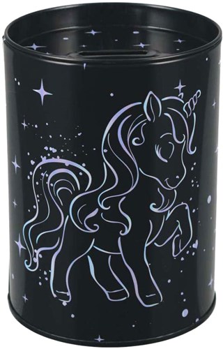 Lobbes spaarpot eenhoorn holografisch met unicorn print metaal