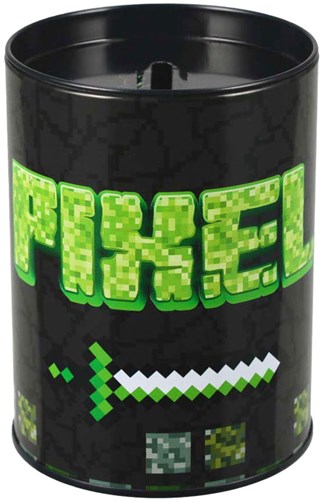 Lobbes tirelire métal design pixel Minecraft pour enfants
