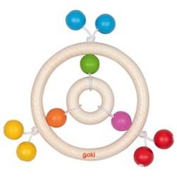 Goki bijtring - houten regenboog baby speelgoed kleurrijk