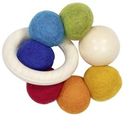 Goki anneau de dentition - jouet bébé arc-en-ciel en bois - durable