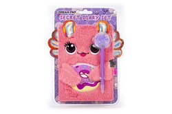 Dream Pop dagboek axolotl fluffy met slot en pompompen roze