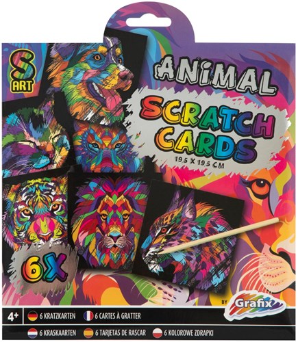 Scratch art kit créatif cartes à gratter animaux et mandalas 7 pièces papier FSC