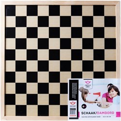 Longfield Games schaakbord en dambord hout 40x40 cm dubbelzijdig