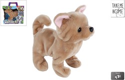 Take Me Home knuffel loophond bruin 21cm pluche speelgoed hond