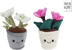 Take Me Home pluche plant knuffel kerstroos 24cm wit multicolor