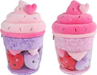 Van Manen pluche ijsje knuffel met hartjes - Fluffy Menu 36cm speelgoed-2