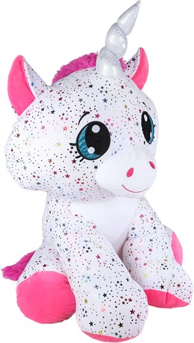 Take Me Home eenhoorn knuffel pluche wit roze 70cm sterrenprint-2