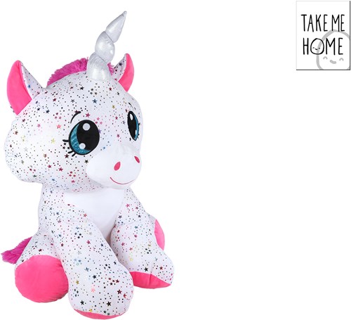Take Me Home licorne peluche jouet blanc rose 70cm motif étoiles