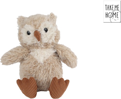 Take Me Home knuffel uil pluche 20cm bruin speelgoed