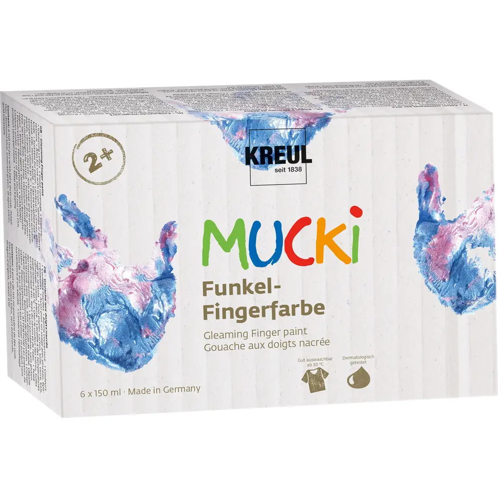 Kreul vingerverf set 6 kleuren schimmerend voor kinderen 150 ml