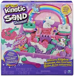 Spin Master Kinetic Sand - Shimmer Eenhoorn Koninkrijk-Speelset Met 907 gram Glanzend Speelzand 8 Stuks Gereedschap