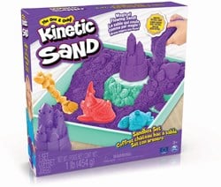 Spin Master Kinetic Sand - Zandbak-Set Met 454Â gram Paars Speelzand Opbergzandbak 4 Vormen En Gereedschap