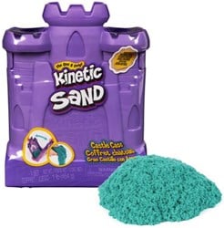 Spin Master Kinetic Sand - Zandkasteelvorm Met 453 gram Blauwgroen Speelzand - Multifunctioneel Speel En Opbergbak
