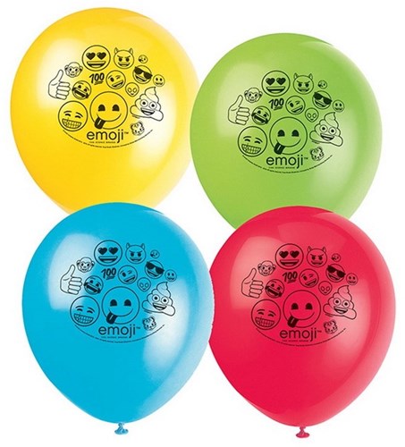 Haza ballonnen emoji 30cm 8 stuks feestdecoratie helium-2