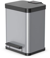 Hailo poubelle à pédale tri des déchets 2x9L gris métallique-3