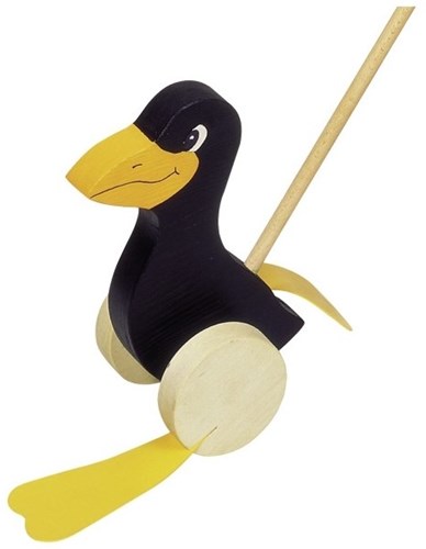 Goki jouet à pousser en bois corbeau - jouet éducatif motricité-2