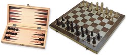 HOT Games Coffret pliable d'échecs et de backgammon 29cm incrusté.