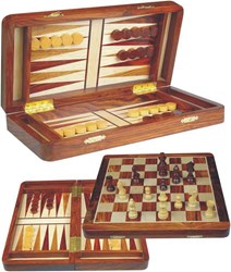 HOT Games Échecs Backgammon Magnétique Bois d’Acacia Jeu de Luxe 30cm